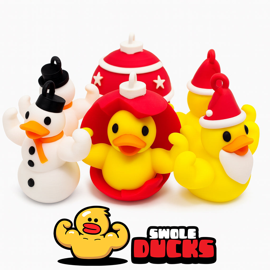 🎄 Swole Duck Holiday Ornament Pack - 3 Collectible Ducks